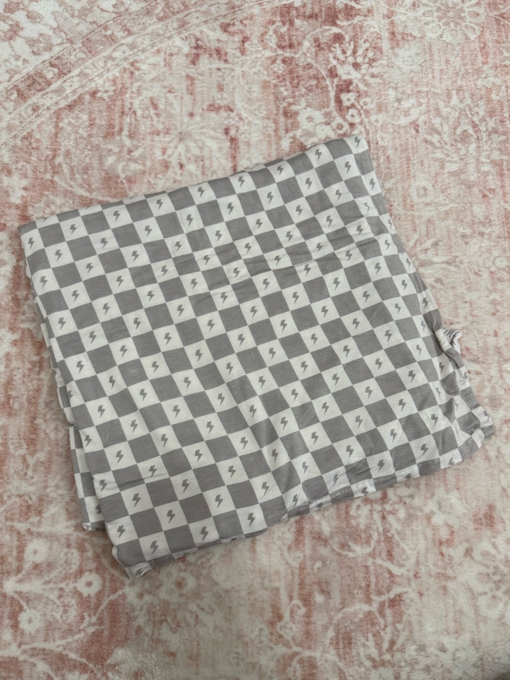 Brave Little Ones Gray Lightening Bolt Checkered Swaddle